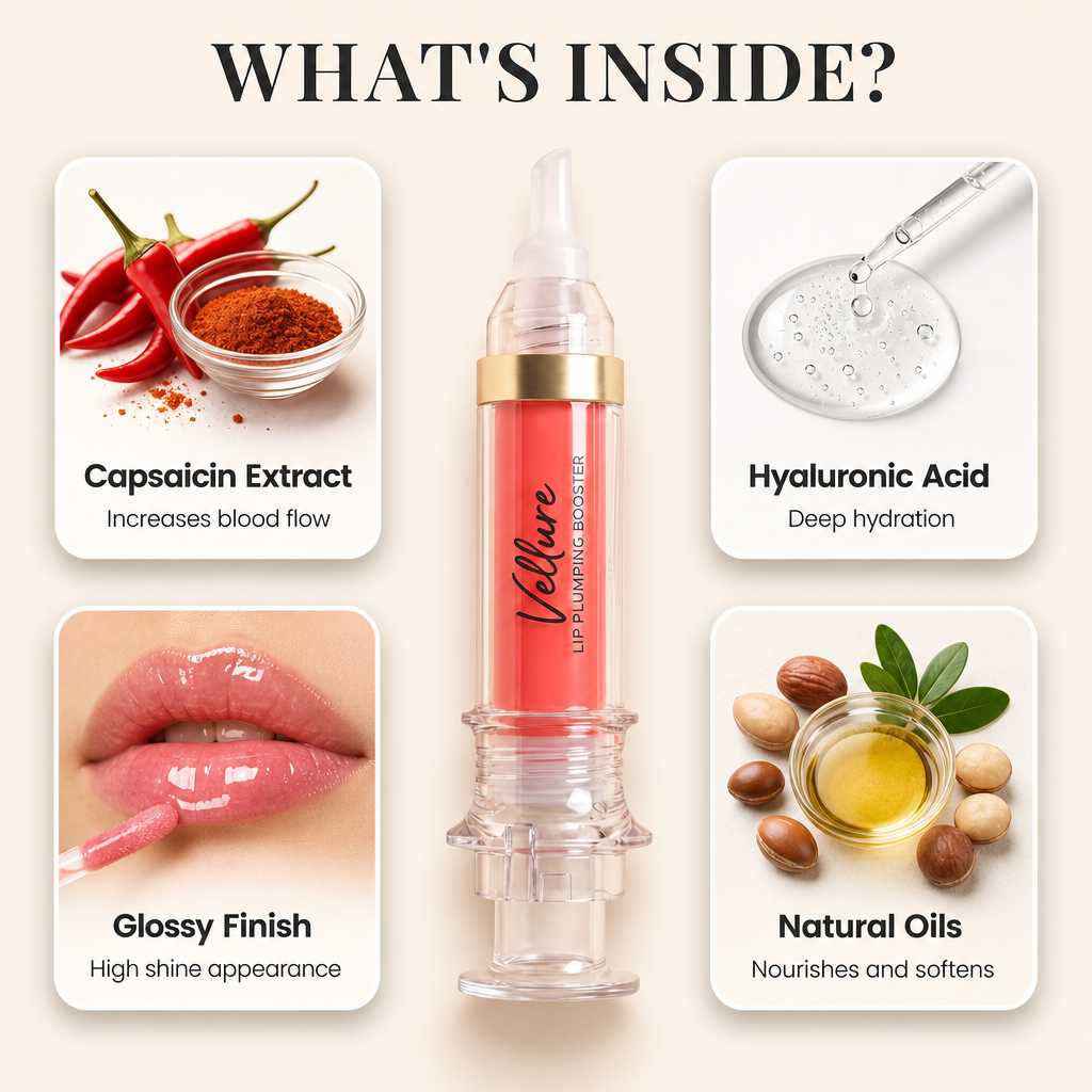Vellure™ Spicy Plump Gloss by Avellaro in a sleek tube, featuring a vibrant, glossy finish and smooth applicator.