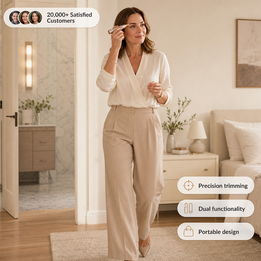 Avellaro Browelle 2-in-1 precision facial and eyebrow trimmer with compact ergonomic design
